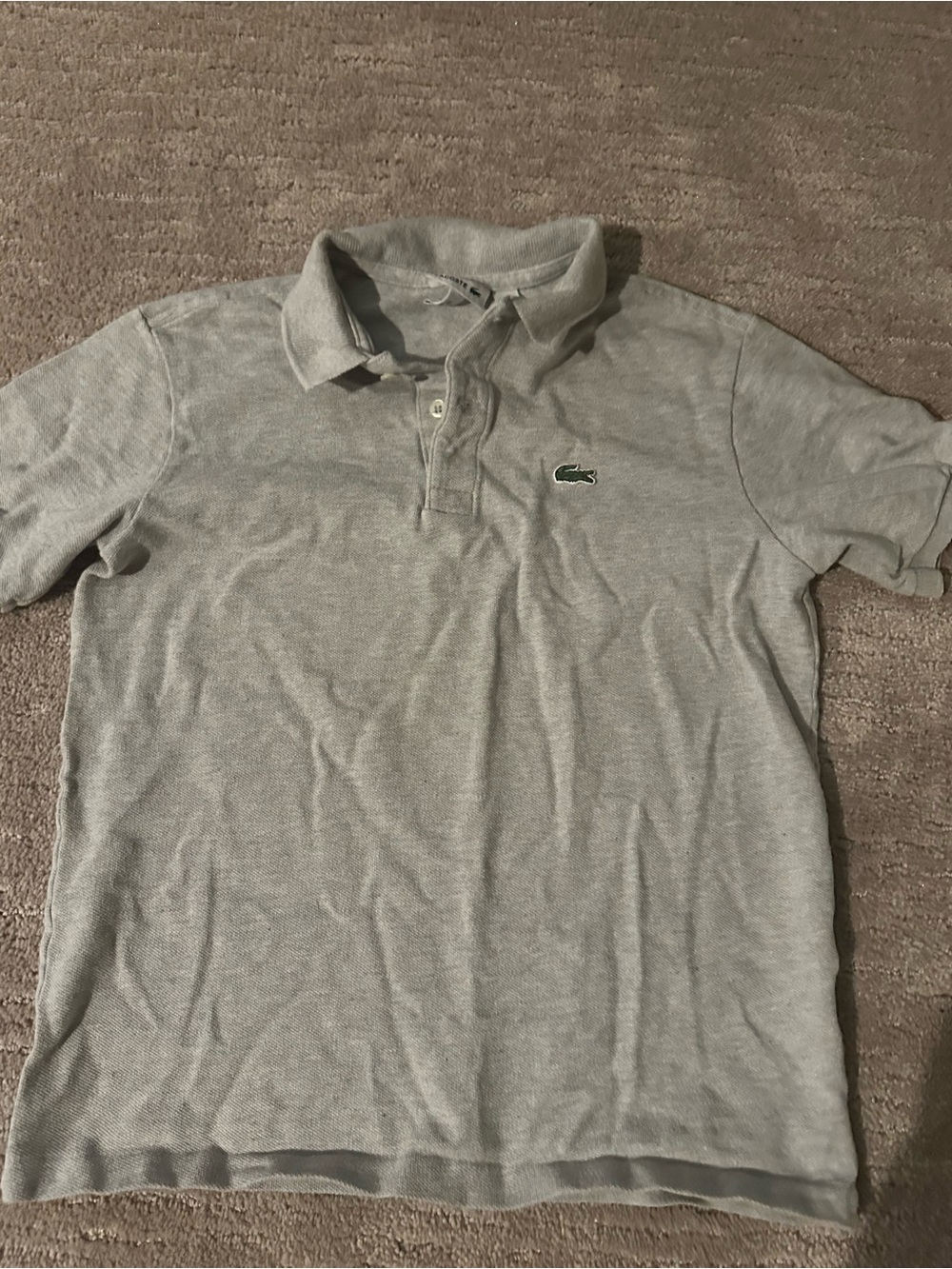 Lacoste Light Gray Kids Polo Shirt with Green Crocodile Logo